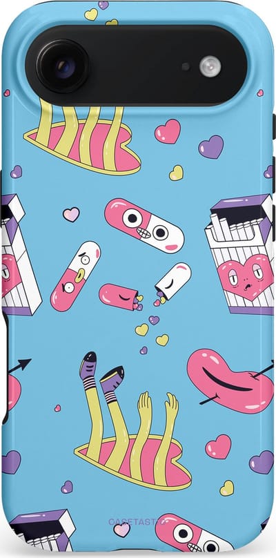 Casetastic hoesje geschikt voor Apple iPhone Air - MagSafe - Dubbellaagse bescherming - Liefdespil - Fashion Case - Lichtblauw Lichtgrijs Lila Roze