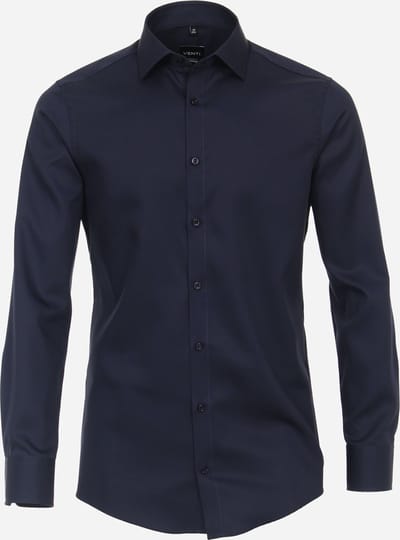 VENTI modern fit overhemd - twill - blauw - Strijkvriendelijk - Boordmaat: 46