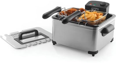 KAD® Frituurpan - Professionele Friteuse - Dubbele Frituurpan 5L - Zwart - 36cm x 36cm x 22cm
