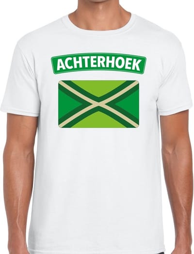 Achterhoek vlag t-shirt - wit - voor heren - Festival kleding - korte mouwen S