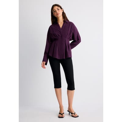Stradivarius Popeline blouse met plooien  Paars L