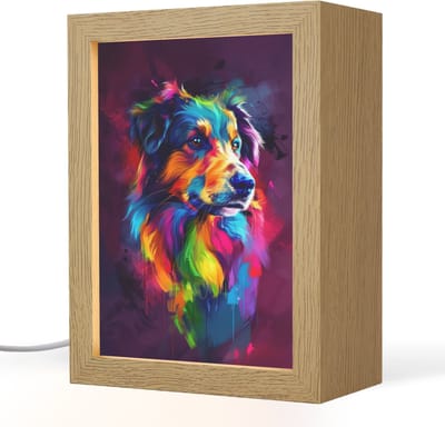 Nachtlampje 15x20 cm - Kinder lampje - Hond - Kleurrijk - Dier - Dierenhoofd - Tafellamp kinderkamer - Slaapkamer lamp - Bedlamp kinderen - Kinderlampje stopcontact - Wandlamp babykamer - Nachtlampjes