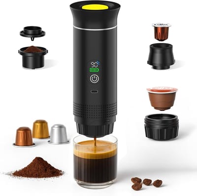 Draagbare Koffiemaker - Espresso Machine - Koffie Onderweg - Zelfverwarmend USB-C - 80ml Tank - Zwart