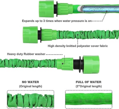 Tuinslang Uitbreidbaar - Flexibele Waterslang - Tuin Water Geven - Automatisch Verlengend - Tot 60 Meter - Groen
