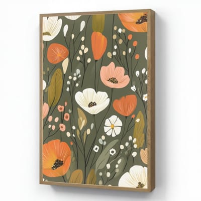 Wandlamp 60x90 cm - Oplaadbaar - Bloemen - Illustratie - Groen - Wandlampen binnen woonkamer - Slaapkamer lamp - Decoratieve nachtlamp - Vloerlamp draadloos