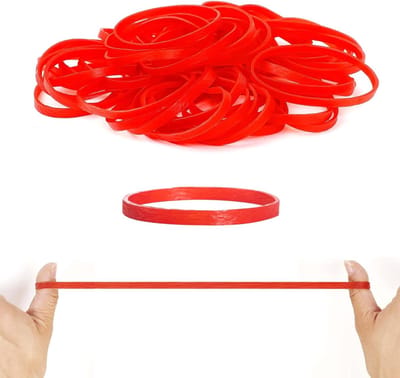 Grote Elastische Bandjes 100x5mm - Sterke, Dikke Rubberbanden voor Thuis, School en Kantoor, Rood, 100 Stuks