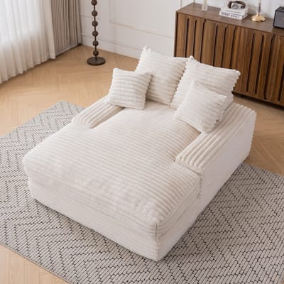 Luxe Cord Bank, modern design, 4 kussens, ultra zacht & multifunctionele slaapbank, zonder montage direct te gebruiken als bank of bed, ruimtebesparend voor woonkamer, appartement, Beige.