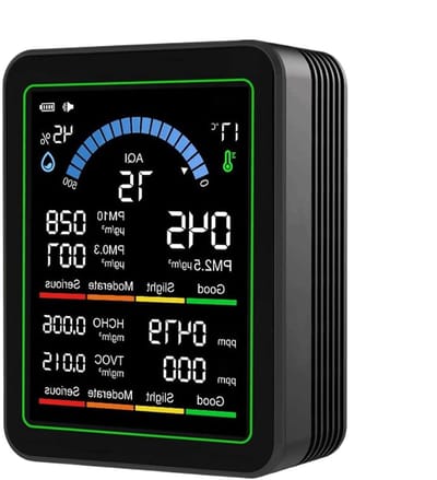 Luchtkwaliteitsmonitor - Luchtmeter - Binnenlucht Meten - Realtime Display - 48 x 98 cm - Zwart