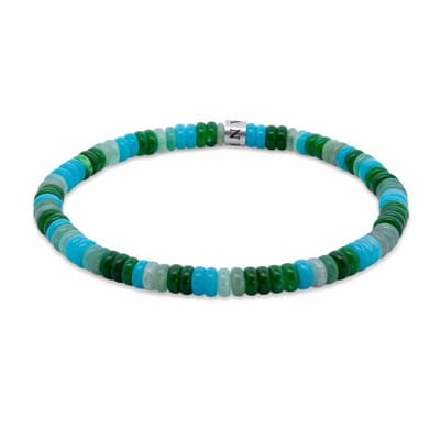 7FB-0810 – Frank 1967 – Heren Armband – Kralenarmband – Lichtpaars, Lichtblauw & Donkerblauw – Zilverkleurig
