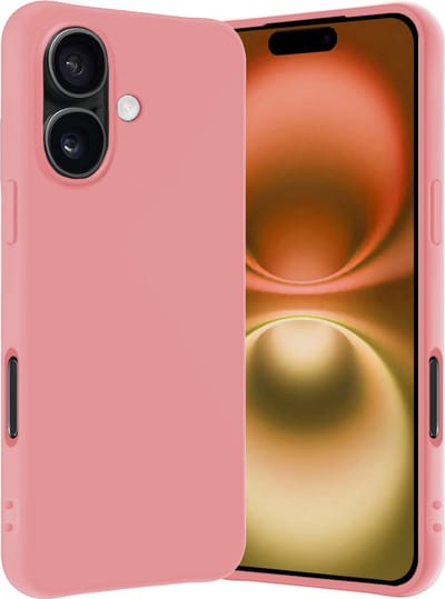 Hoes - Geschikt voor Apple iPhone 16 - Sterk & Shockproof - Hoesje Cover - Siliconen Case - Lichtroze