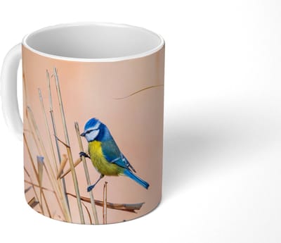 Mok - Koffiemok - Vogel - Pimpelmees - Riet - Mokken - 350 ML - Beker - Koffiemokken - Theemok