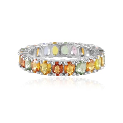 Cavill - Zilveren ring met 4,63 ct blauwe saffier - 925 Sterling zilver platina geplateerd - Elegante ovale saffieren - Luxe damesring maat 19