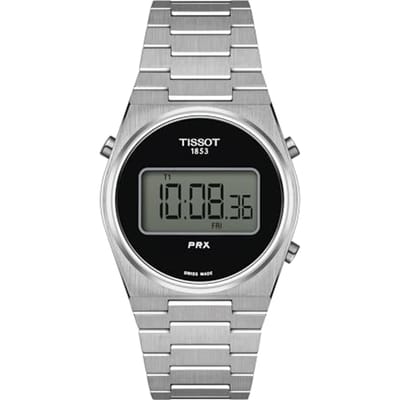 Montre Unisexe TISSOT PRX Digital 35mm avec Cadran et Bracelet Noirs (T1372631105000) [Importation Officielle]