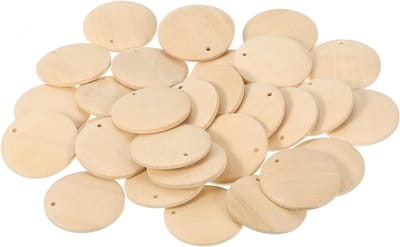 Ronde Houten Schijven 30mm - 20 Stuks Natuurlijke Onbehandelde Ringen met Gaten voor DIY Projecten en Decoraties