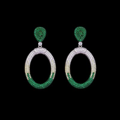 Victoria Valenza 925 Sterling Zilveren Ovale Drop Oorbellen met Groene Zirkonia Stenen - Oorhangers - 925 sterling zilver - Zilverkleurig - Zirkonia