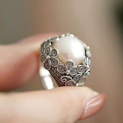 Anneaux Perle Cuivre Luxe Vintage Classiques Pour Femmes Hommes Classique Mariage Fiançailles Alliances Bijoux Cadeau resizable gray