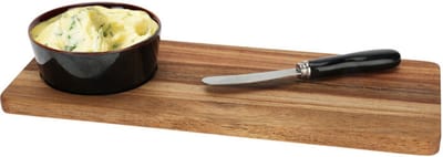 Excellent Houseware Serveerplank/borrelplank - hapjes/saus/tapas - keramiek - bruin - incl. mesje