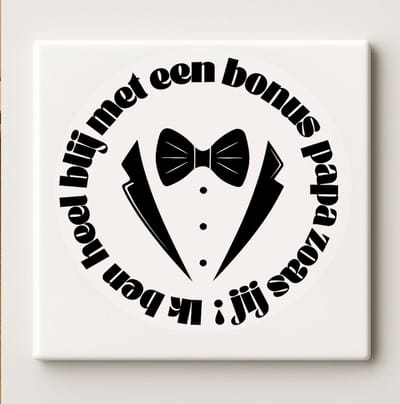 Bonus Papa Cadeautegel 15x15cm – “Ik ben heel blij met een bonus papa zoals jij” – Hartverwarmende Decoratieve Keramische Tegel voor Stiefvader, Vaderdag of Verjaardag