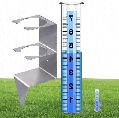 Générique Watermeter voor buiten: glazen regenmeter met grondpen, herbruikbaar, ijsbestendig, regenmeter en sneeuw voor gazon, tuin, terras, terras