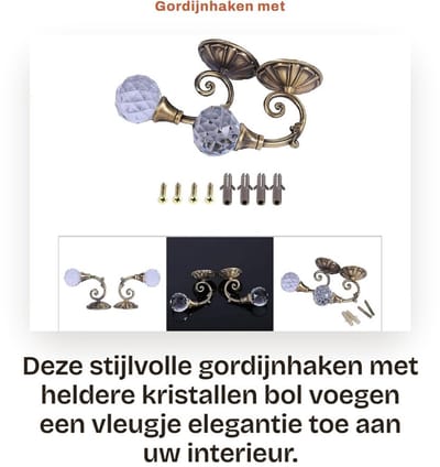 Dailygoods- Gordijnhaken Metalen - Gordijnhouders - Gordijnvastzetters - Tiebacks - Decoratieve Haken - Europees Design