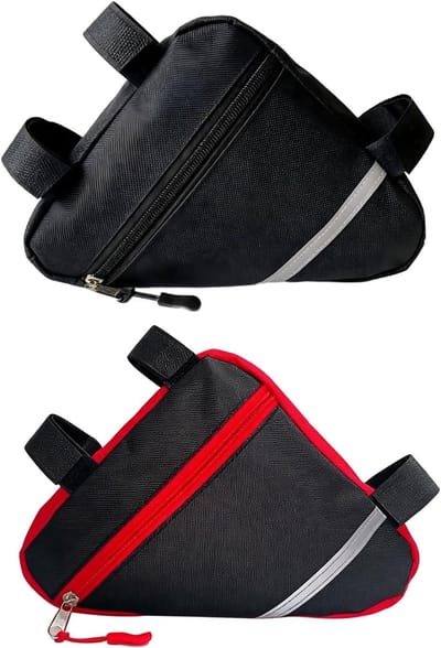 Klein Fiets Driehoek Tas Set van 2 Stuks, Waterdicht Nylon, Reflecterende Decoratie voor Voorbuis en Frame