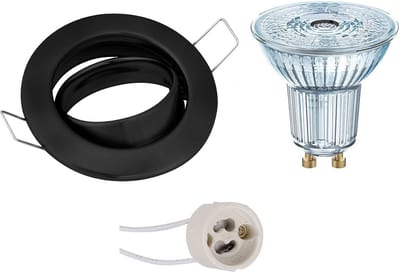 GU10 Inbouwspot Set - Mat Zwart - Inbouw Rond - Dimbaar - Kantelbaar - LEDVANCE Parathom PAR16 940 36D - 3.4W - Natuurlijk Wit 4000K - Ø82mm