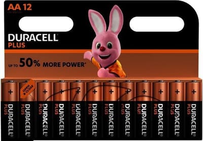 Duracell Plus alkaline AA-batterijen, verpakking van 12