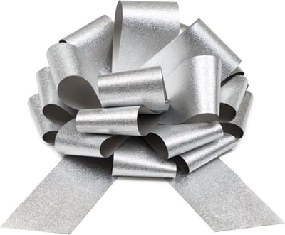 PartyDeco - Cadeaustrik Zilver - 30 cm