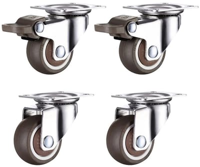 WiseGoods Premium 4 Zwenkwielen 50MM - Met TPR Rubber Schroeven - Zwaarlast Tot 200Kg - Voor Meubels En Trolley - Meubelwiel