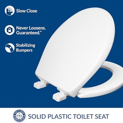 Langzaam sluitende toiletbril met Super Grip Bumpers - Duurzaam, rond en eenvoudig te installeren