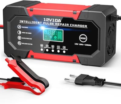 Autolader 10A 12V met LCD-scherm en meerdere beschermingen voor motoren en voertuigen