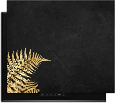 KitchenArt - Golden Fern Touch – Inductie Beschermer - 65x52 cm - Kookplaat Beschermer - Luxe Afdekplaat Inductieplaat - Anti-slip & Oprolbaar - Beschermmat Inductiekookplaat