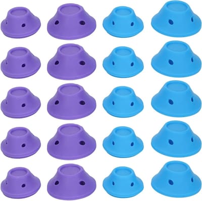 20 Stuks Zelfklevende Paddenstoel Haar Krulijzer - Silicone Haarstylers voor Lang, Middellang en Kort Haar in Paars en Blauw