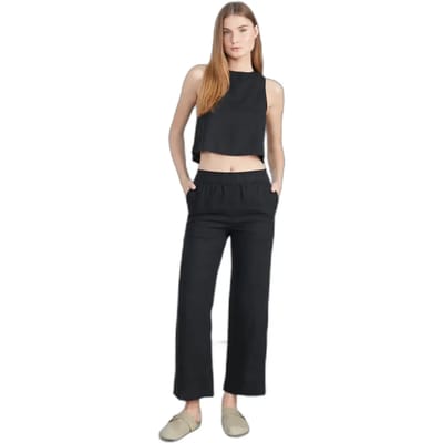 Brede broek met elastische taille vrouw 24 Colours