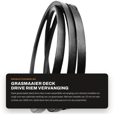 Dailygoods- Grasmaaier Riem Vervanging - Onderdeelnummer 135061504/0 - Breedte 13 mm - Omtrek 1956 mm - Geschikt voor Mountfield 1538M-SD/T38M-SD - Zwart - Maaier Riem