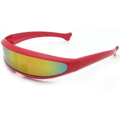 Nieuwe Nieuwigheid Futuristisch Gespiegeld zonnebril Buitenaardse Bril Verkleedaccessoires Grappig Stijlvol Perfecte Pasvorm voor Halloween of Elk Feest WHITE red