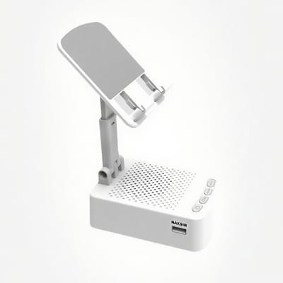 NAXSIR Opvouwbare Bluetooth Telefoonstandaard met Luidspreker - Supercompatibel met Alle Smartphones & Tablets | Ideaal voor Thuis, Werken & Reizen