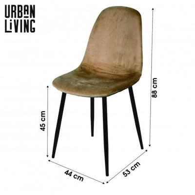 "INOUI" SET VAN 4 STOELEN IN CAMELKLEURIG VELVET MET ZWARTE METALEN POTEN