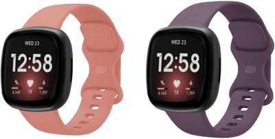 Strap-it Smartwatch bandjes set – siliconen horlogebandjes geschikt voor Fitbit Versa 3 / Versa 4 / Sense / Sense 2 – Roze & Donkerpaars – Maat S (2-pack)