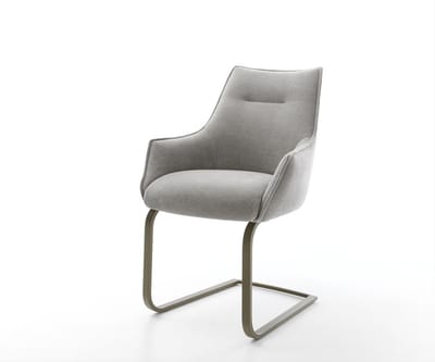 Sledestoel Alja-Flex met armleuning sledemodel vlak afwerking met titanium zachte stof met structuur grijs pocketveer kern