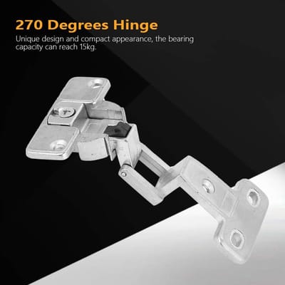 Dailygoods- Deurscharnier 270 Graden - Zinklegering - Vernikkeld - Roestbestendig - Draagvermogen 15 kg - Geschikt voor Kastdeuren - Kastdeurscharnier