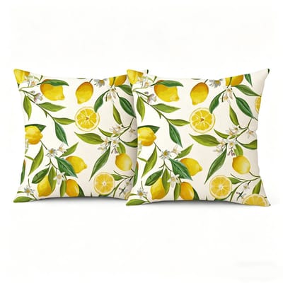 Kussenhoezen - Kussenslopen - Geel citroenpatroon - Decoratieve kussenhoezen geschikt voor tuinen, balkons en woonkamers -Wasbaar - 45x45 cm (set van 2)