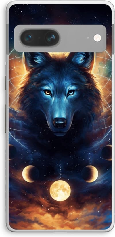 Case Company® - Hoesje geschikt voor Google Pixel 7 hoesje - Wolf Dreamcatcher - Soft Cover Telefoonhoesje - Bescherming aan alle Kanten en Schermrand
