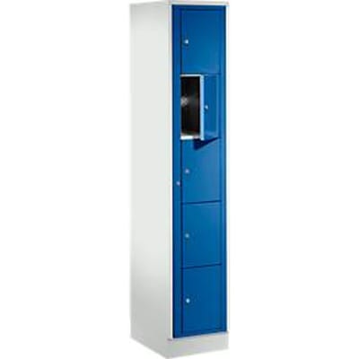 Verdeelkast, met centrale deur, compartimentbreedte aan de binnenzijde 350 mm, breedte 350 mm, 5 vakken, gentiaanblauw