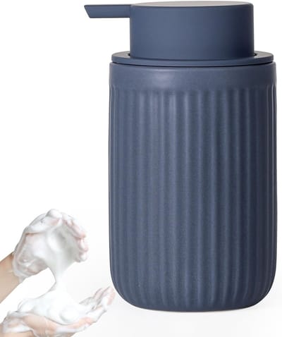 Foam Soap Dispenser in Mat Blauw, 350 ml, Keramische Vaatwaszeep Dispenser met Schuim Pomp, Navulbare Zeepdispenser voor Badkamer en Keuken