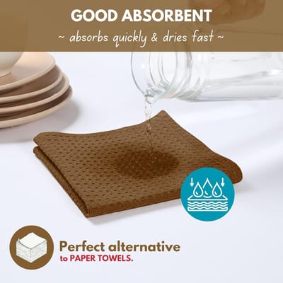 Native Fab 12 theedoeken set 40 x 66 cm, 100% katoenen theedoeken met ophanglus, dikke barhanddoeken, zacht, absorberend, duurzaam, wasbare theedoeken bruin