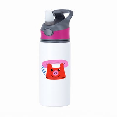 Hacebo® - Telefoon waterfles met rietje roze - Kind - Kinderen - Speelgoed - mobiel - cadeau - water fles - 650ML