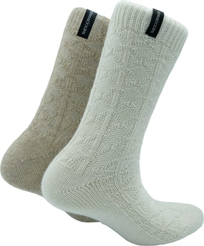 The Sockmaker sokken dames 36-41 - 2-pack Wool Boot - duurzaam - Cream and Brown
