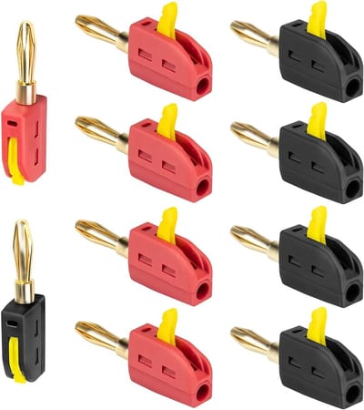 10x 4mm Banaanstekkers Set (Rood/Zwart) voor Luidsprekerkabels, Versterkers en Stereo-installaties