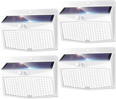 Led-buitenlamp op zonne-energie met Bewegingsmelder - 3 Modi, 168 Leds, IP65 Waterdicht, Tuinverlichting - 4 Stuks
